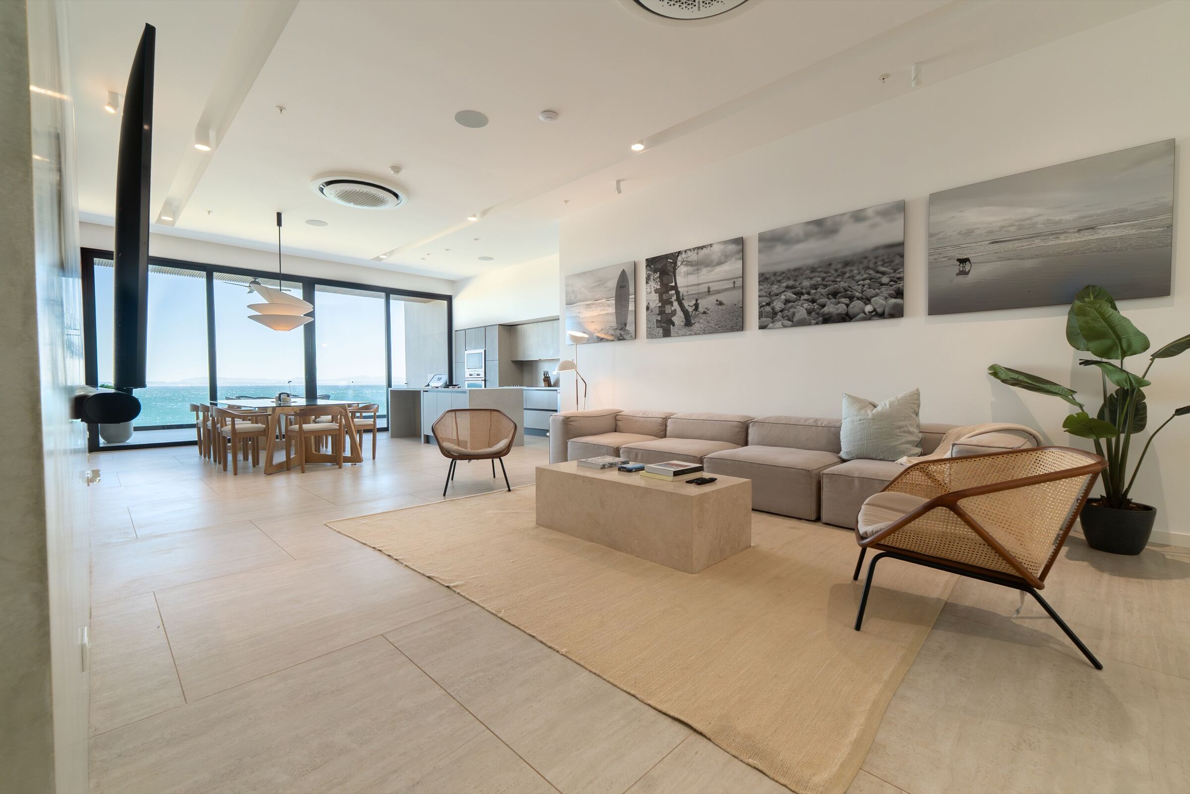 Open plan living room with ocean view at a Zen Reserve